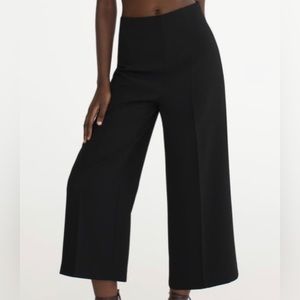 Silk-like Black Culottes with Elastic Waist